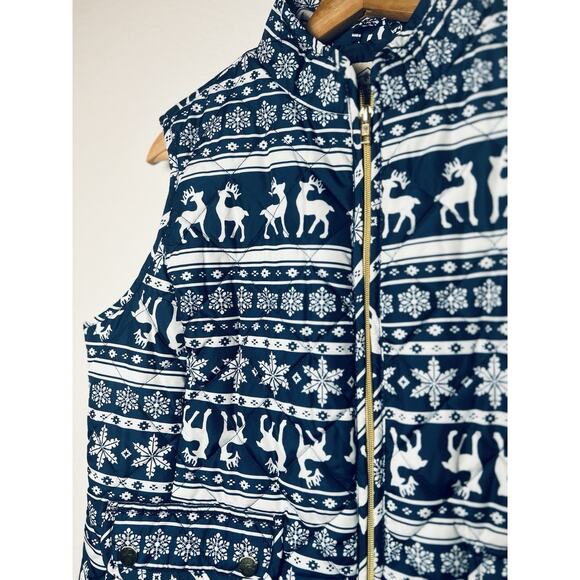 St John’s Bay Navy Fair Isle Vest Sz PXL Ski Deer Snowflakes Winter - Picture 2 of 12